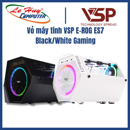 Vỏ máy tính VSP E-ROG ES7 Black/White Gaming (Kèm bộ fan 20cm và fan 12cm)
