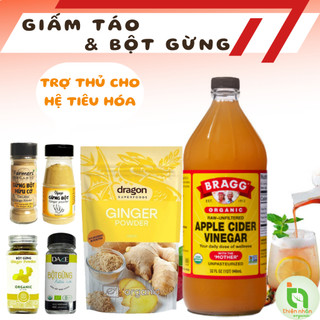 Giấm táo hữu cơ bragg organic apple cider vinegar có giấm cái & bột gừng hữu cơ