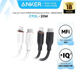  Cáp Sạc Nhanh ANKER 641 PowerLine III Flow USB CtoL - Dài 0.9m/1.8m - A8662/A8663