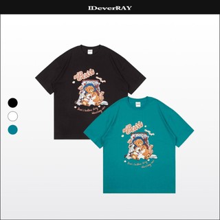 Áo thun unisex cao cấp chính hãng IDEVERRAY Bear-time Story form oversize chất cotton 200gsm