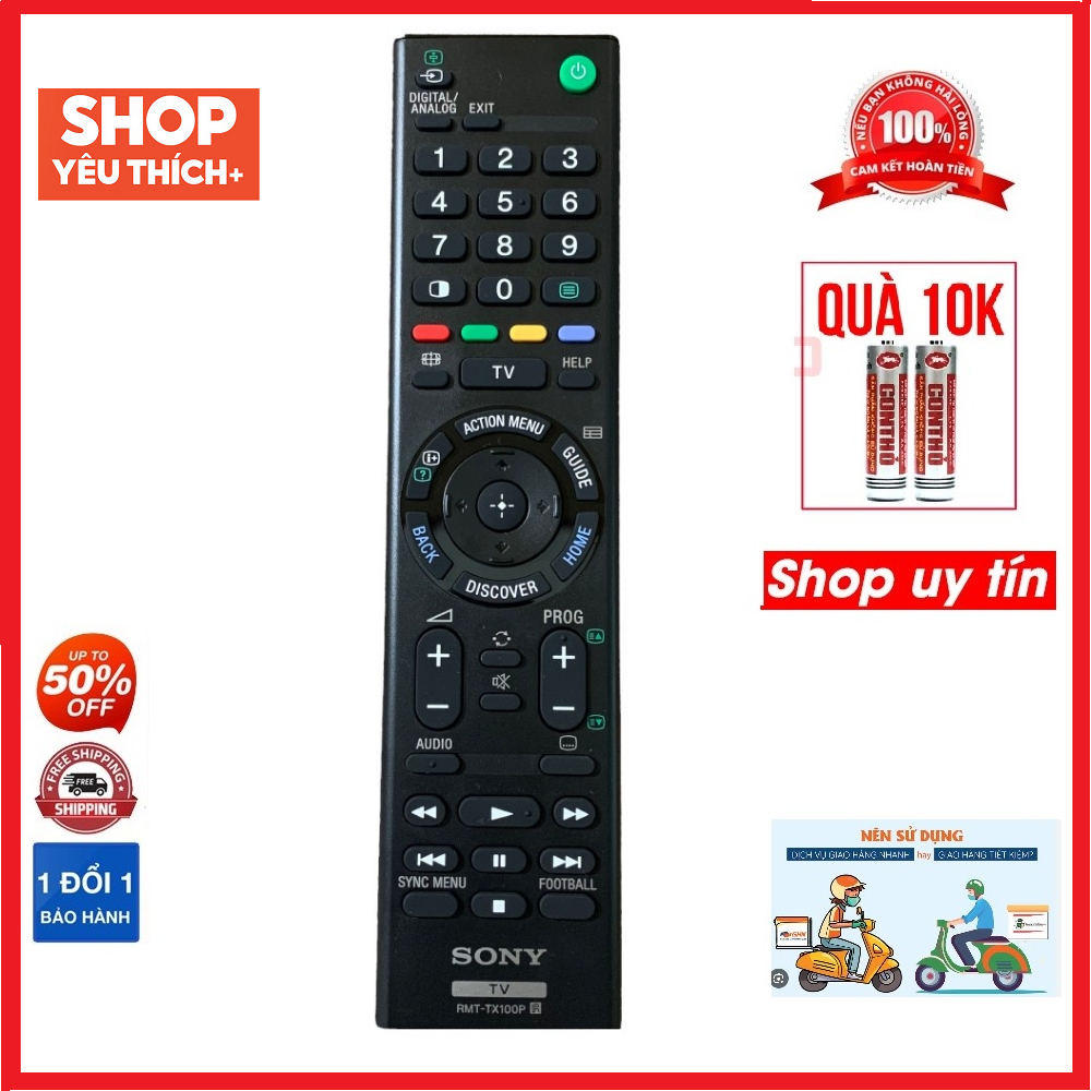Điều khiển remote từ xa dùng cho tivi sony RMT-TX100P hàng chính hãng - RMT-TX100P hàng chính hãng