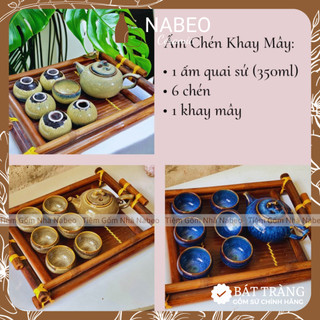 Bộ ấm chén bát tràng men hỏa biến dung tích 350ml