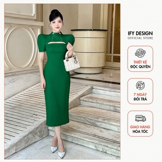 Váy dự tiệc nữ phong cách sang chảnh tay phồng cutout thương hiệu JULIETTE - VA0605