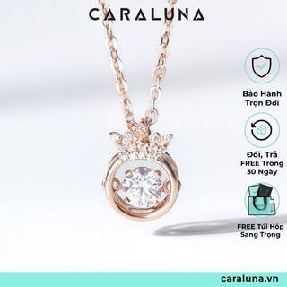 Dây chuyền bạc vương miện đá nhảy lấp lánh cara luna - tặng set túi hộp quà sang trọng vyn13