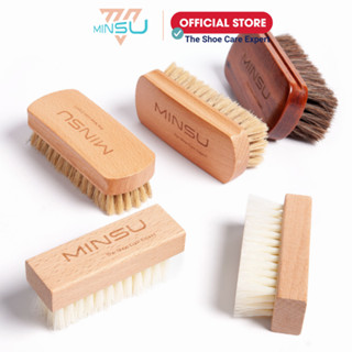 Bàn Chải Đánh Giày MINSU M2415 Chuyên Dùng Vệ Sinh Giày Sneaker, Da Lộn Với Chất Liệu Lông Ngựa, Lông Heo Mềm Cao Cấp