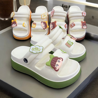  Dép bánh mì nữ quai ngang đế dày cao 5cm hình Bé Gái dễ thương siêu nhẹ bền chống trơn trượt D7751 