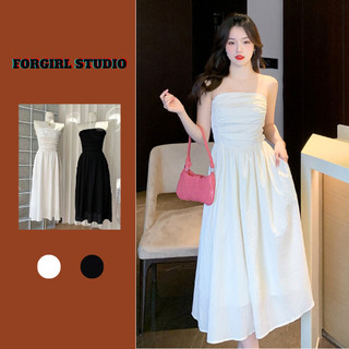 Váy cup ngực Forgirlstudio đầm dáng dài xòe nhăn ngực có hai dây FG011
