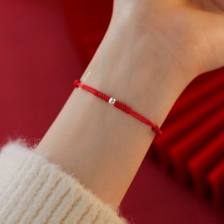 Vòng tay chỉ đỏ bi bạc 925 thắt kiểu thời trang, vòng tay nữ cao cấp có thể điều chỉnh.