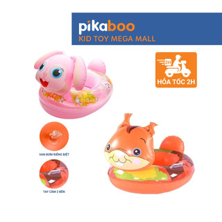 Phao ngồi cho bé phao bơi trẻ em cao cấp Pikaboo, chất liệu an toàn gồm hình con sóc và con thỏ