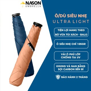 Ô siêu nhẹ cầm tay che mưa/nắng NASON Ultra Light nặng 100 gam, khung carbon bền bỉ, ngăn 99% UV