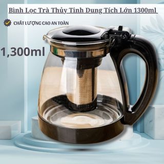 Bình Lọc Trà Thủy Tinh Dung Tích Lớn 1300ml Sang Trọng Lõi Lọc có tháo rời Inox 304 Cao Cấp Kiểu Dáng Hiện Đại-lọc trà