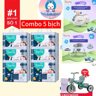 Combo 5 bịch tã/bỉm quần gooby premium chống trào đến 12h size m/l/xl