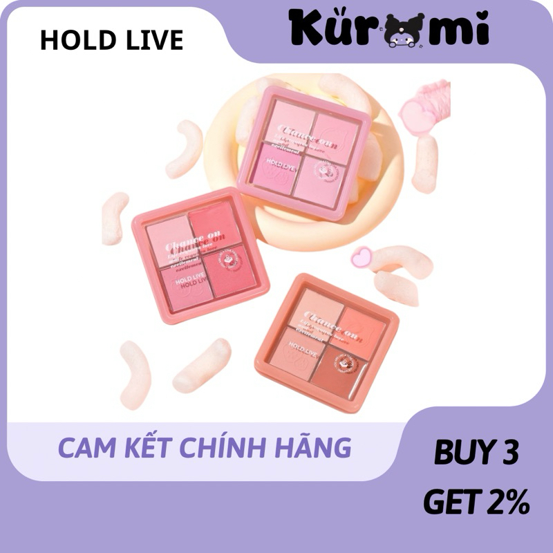 [HOLD LIVE] Phấn má hồng Hold Live 4 ô màu Hồng Lạnh Chance On tự nhiên nhiều tone màu kèm má hồng kem kuromi (HL707) | BigBuy360 - bigbuy360.vn