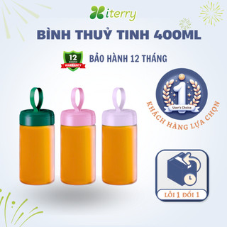 Bình thủy tinh cao cấp 400ml có dây xách đựng nước detox, đựng nước trái cây chịu nhiệt 120 độ