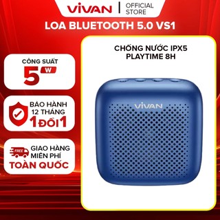 [BH 1 NĂM] Loa TWS Bluetooth 5.0 VIVAN VS1 Âm Tốt Bass Mạnh Chống Nước IPX5 5W Hỗ trợ thẻ nhớ và USB nhỏ gọn tiện lợi