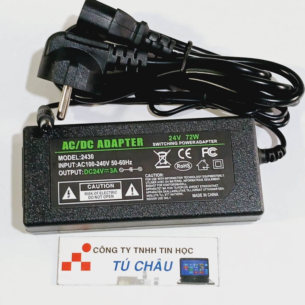 Adapter DC 24V - 1A / 24V - 2A / 24V - 2.5A / 24V - 3A / 24V - 4A / 24V - 5A (Đầu cắm 5.5mm x 2.1mm)