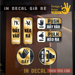 Combo 2 miếng decal dán cửa kính đẩy vào kéo ra - màu vàng gold