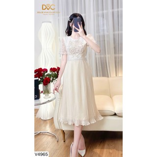 V4965 Váy đầm ren dáng xoè chân váy dập ly tiểu thư sang chảnh, thiết kế cao cấp- CHÍNH HÃNG DVC
