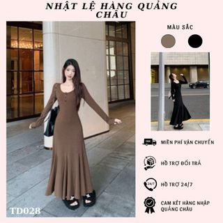 Đầm body đuôi cá dáng ôm dài tay 2 màu thời trang thu đông nữ hàng QC- TD028