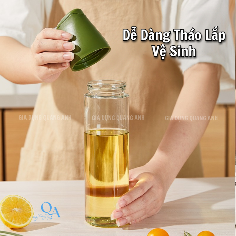 Bình đựng dầu ăn hiện đại 500ml | Bình thuỷ tinh - lọ đựng gia vị nắp đóng mở thông minh Auto & Hand