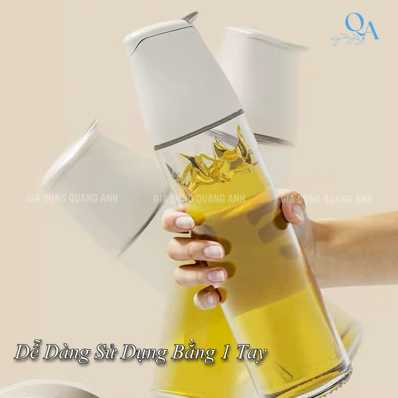 Bình đựng dầu ăn hiện đại 500ml | Bình thuỷ tinh - lọ đựng gia vị nắp đóng mở thông minh Auto & Hand