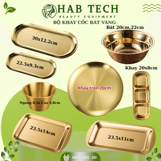 Dụng cụ spa: khay inox, chén inox mạ vàng sang trọng