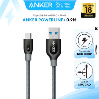 [KHÔNG DÙNG CHO CỔNG LIGHTNING] Cáp sạc ANKER PowerLine+ USB-C ra USB 3.0 dài 0.9m - A8168