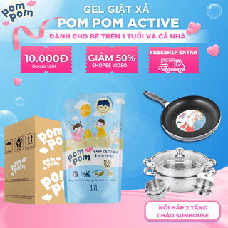 Nước giặt xả 2in1 pom pom active làm sạch vết bẩn, làm mềm sợi vải, làm mới và giữ bền màu quần áo