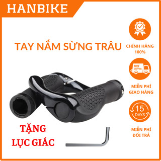 Tay nắm xe đạp sừng trâu, tay cầm bọc tay lái xe đạp thể thao chất liệu cao su chống trơn hàng chính hãng