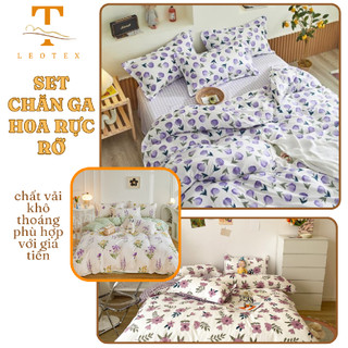Bộ chăn ga gối cotton poly - Mẫu hoa tuylip đỏ