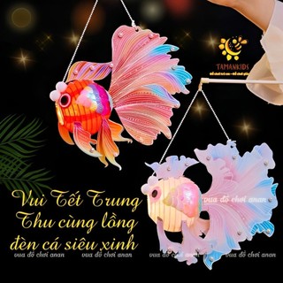 Đèn lồng giấy hình cá ngũ sắc độc đáo có phát sáng, lồng đèn trung thu, trang trí lễ hội - anan