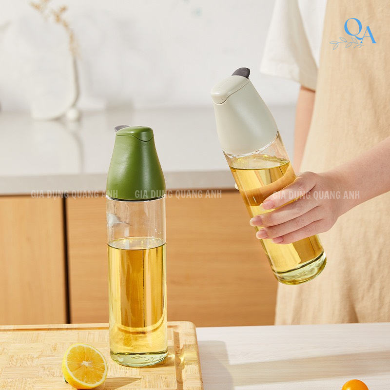 Bình đựng dầu ăn hiện đại 500ml | Bình thuỷ tinh - lọ đựng gia vị nắp đóng mở thông minh Auto & Hand