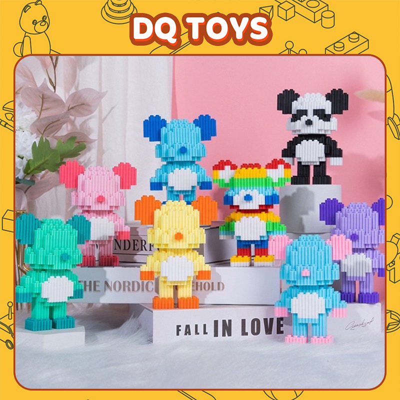 Mô hình lắp ráp bearbrick mini xếp hình ghép hình nhân vật anime 3d nhỏ giá rẻ cho bé trai DQ TOYS