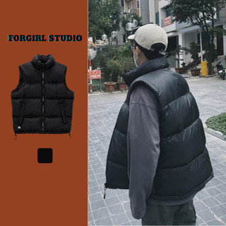 Áo khoác phao gile FORGIRLSTUDIO nam nữ cổ cao form boxy có túi sườn ấm áp T070
