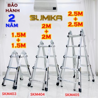 Thang nhôm gấp trượt chữ A mở rộng SUMIKA SKM403& SKM404& SKM405 (cao 1.5M, 2M, 2.5M) tải trọng 300kg,bảo hành 2 năm