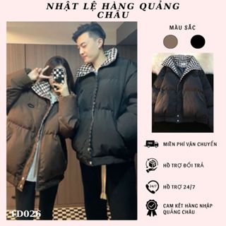 [Sẵn] Áo khoác phao béo 2 màu Nâu - Đen áo phao đôi viền cổ caro thời trang hàng QC cao cấp- TD026