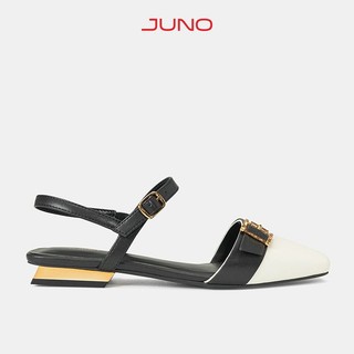  Giày Búp Bê Nữ 3cm Thời Trang JUNO Mũi Vuông Trang Trí Khoá BB03123 
