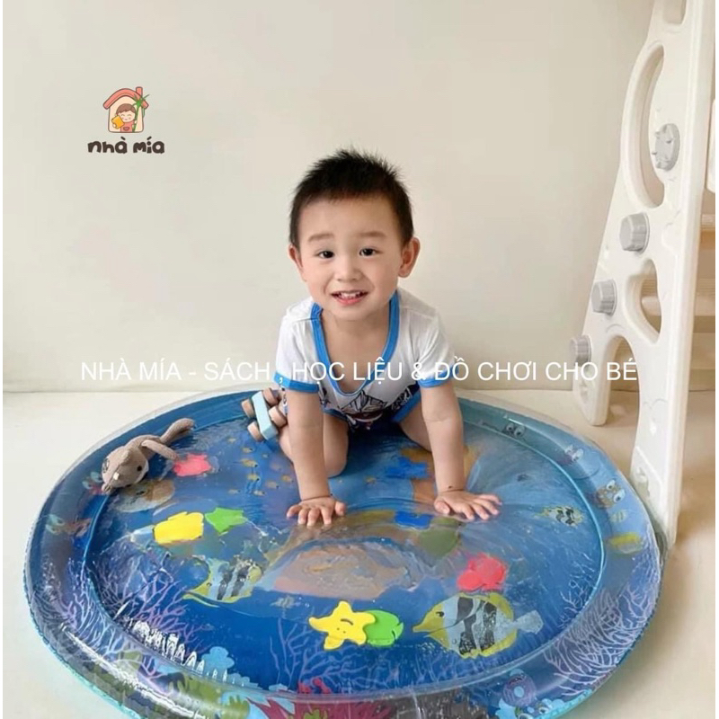 Thảm nhún thảm đệm nước cho bé chống tràn tặng kèm bơm, thảm nước cho em bè bò trườn học kĩ năng