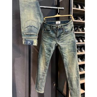 [Jean Denim Guangzhou 0365-J3603] Quần Jean Nam Ống Suông Màu Xanh Ám Dơ Túi Thêu Chỉ Xanh Mẫu Mới Chi Tiết Như Hình
