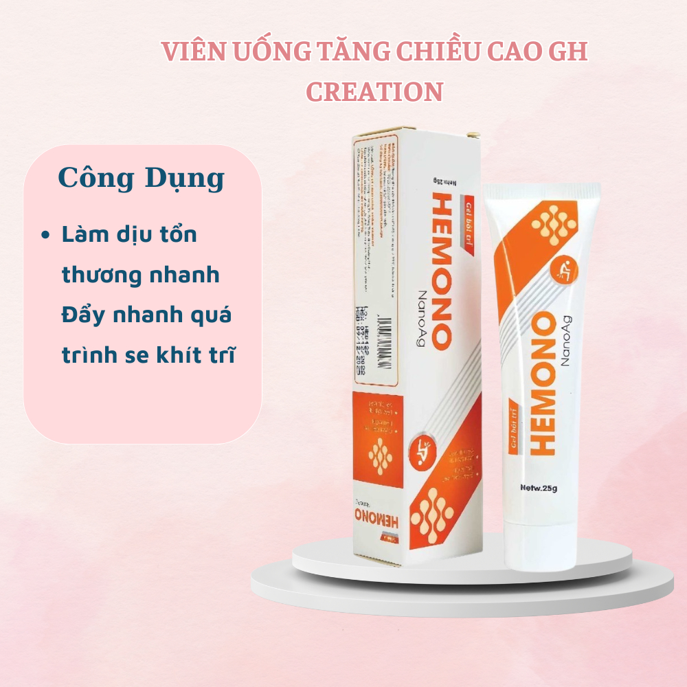 Gel bôi trĩ HEMONO - Gel bôi trĩ hỗ trợ giảm co búi trĩ, táo bón, đau rát hậu môn - Tuýp 25g