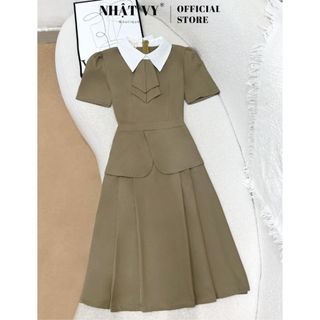 Đầm peplum Nhật Vy cổ tròn form dáng xoè phù hợp công sở dự tiệc thanh lịch - D3084