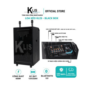 Loa kéo di động klis acoustic creative black box bass 40cm, công suất pmpo 950w, kèm 2 micro, bảo hành 12 tháng