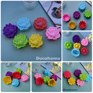 Set 5 Khuôn silicon rau câu cupcake muffin làm thạch bánh da lợn bánh bò hình hoa hồng sen cúc hướng dương mận lá