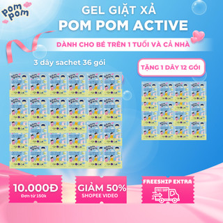 Giặt Xả 2in1 PomPom Active, Lành Tính Không Hóa Chất, Dưỡng Ẩm Da Tay [COMBO 3 DÂY SACHET DU LỊCH]