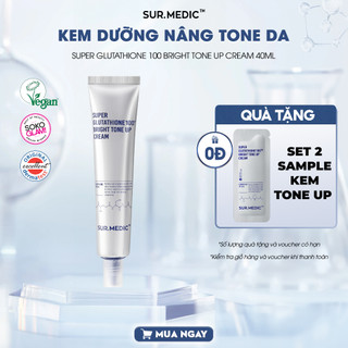 Kem Dưỡng Nâng Tông Trắng Da SURMEDIC Super Glutathione 100 Bright Tone Up Cream 40ml