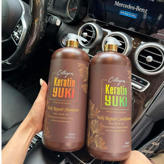 Dầu Cặp Collagen Keratin YuKi 2000ML Phục Hồi Hư Tổn, Mềm Mượt Tóc