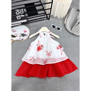 Set yếm cho bé gái trắng hoa hồng sz 10-30kg, set đồ cho bé gái áo yếm+ váy