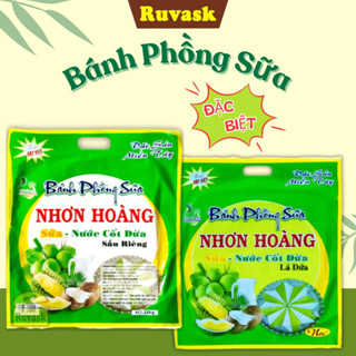Bánh Phồng Sữa Nhơn Hoàng Sầu Riêng, Lá Dứa 400G SIÊU TO - Bánh Tráng Sữa ĐẶC BIỆT - Đặc Sản Miền Tây Ruvask