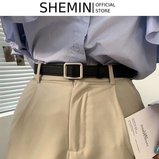 Thắt lưng nữ mặt vuông basic dây nịt nữ học sinh đi làm dây nịch da PU đẹp SHEMIN