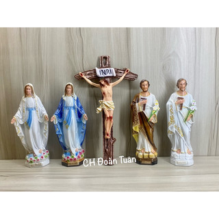 Tượng công giáo tượng Đức Mẹ và Thánh cao 30cm chất liệu composite